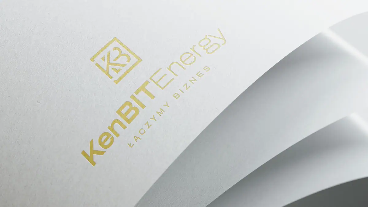 KenBIT Energy: złocone logo tłoczone w białym papierze