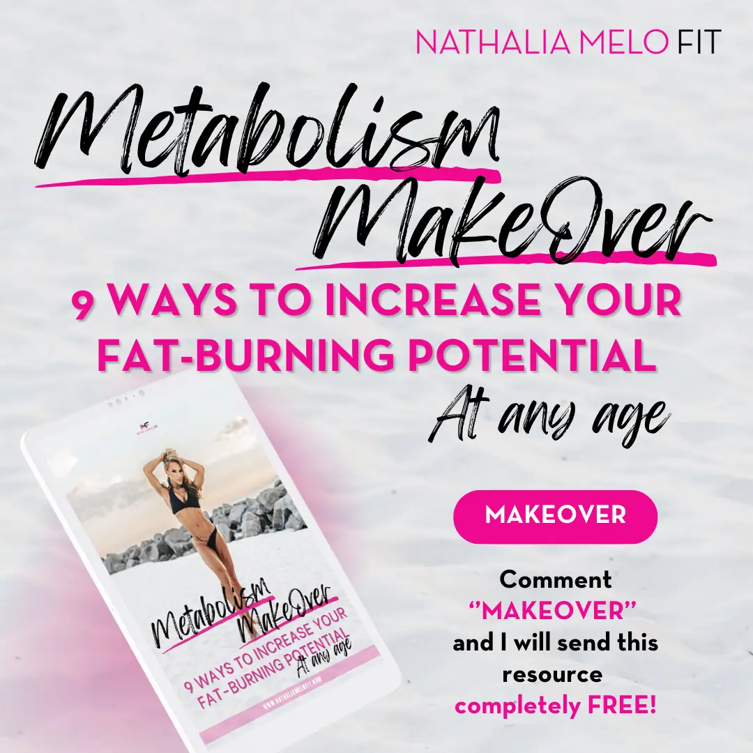 Nathalia Melo Fit: post Metabolism MakeOver z okładką materiału na tablecie i różowym przyciskiem